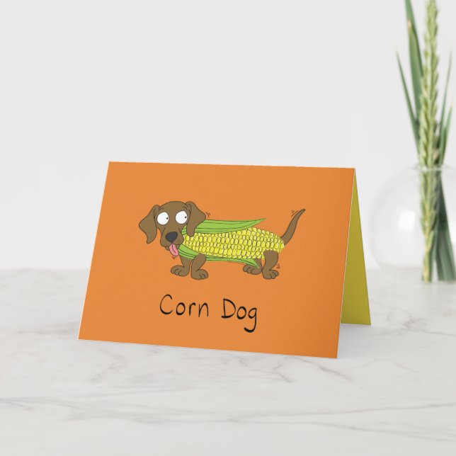 Carte Corn Dog - Funny Dachsund Dog Greeting Card (Devant)