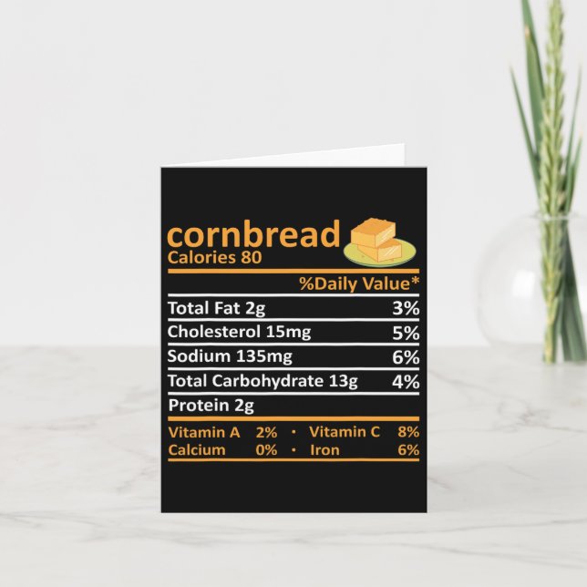 Carte Cornbread Nutrition Alimentation Thanksgiving Cost (Devant)