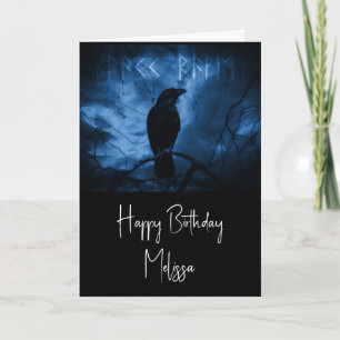 Carte Corneille noire avec runes style gothique foncé