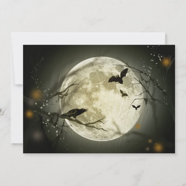 Carte Corneilles Éffrayantes de la Lune d'Halloween (Devant)
