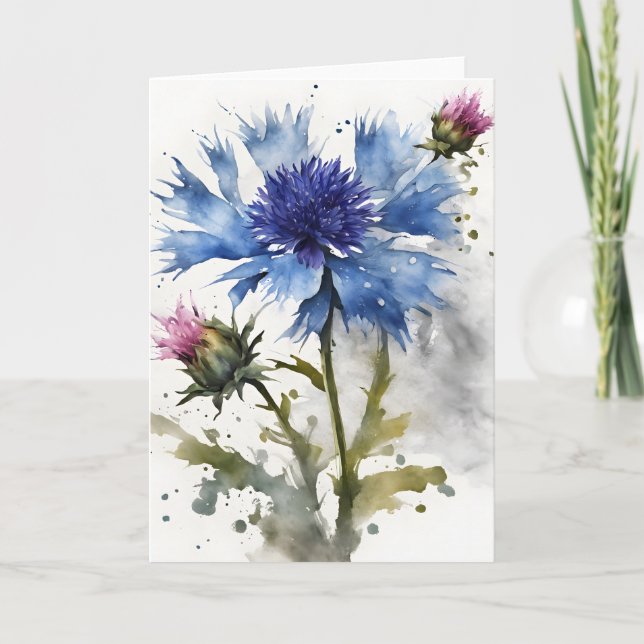 Carte Cornflower - Watercolor flowers (Devant)