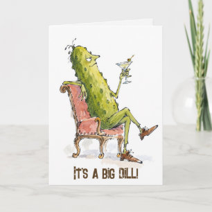 Carte Cornichon d'anniversaire dans un fauteuil avec un