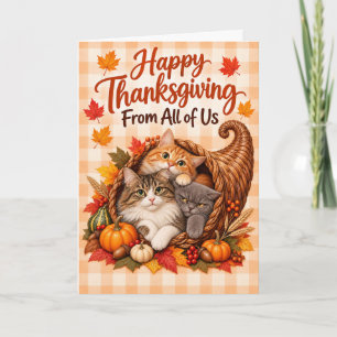 Carte Cornucopia de chats Joyeux Thanksgiving de notre p
