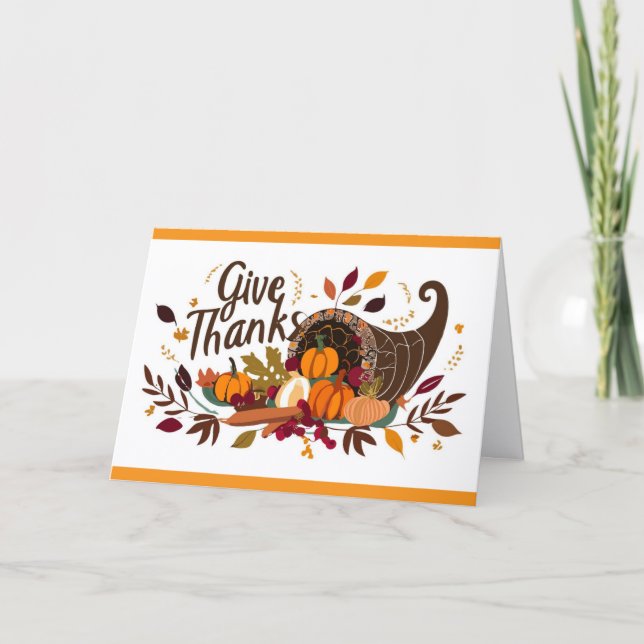 Carte Cornucopia Of Food Thanksgiving Greeting Card (Devant)