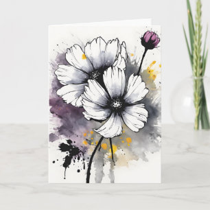 Carte Cosmos - Fleurs aquarelles