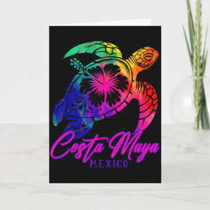 Carte Costa Maya Mexique Tie Dye Tortue de Mer Hibiscus