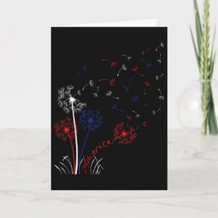 Carte Costume Amérique Rouge Bleu Blanc Mignon Pissenlit