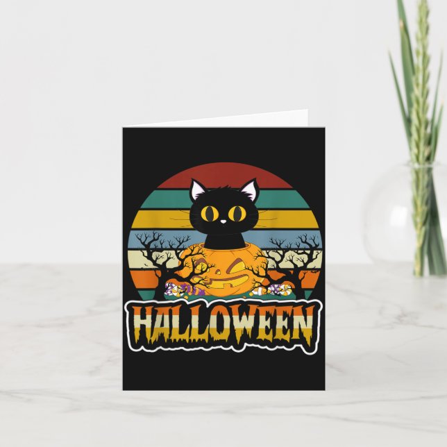 Carte Costume amusant et effrayant de chat noir pour Hal (Devant)