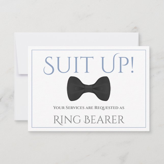 Carte Costume bleu et gris Be My Ring Bearer Fun Bow Cra (Devant)