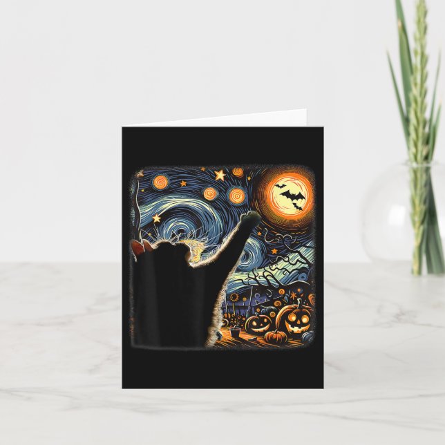 Carte Costume Chat Noir Van Gogh Starry Nuit Amusante Ch (Devant)