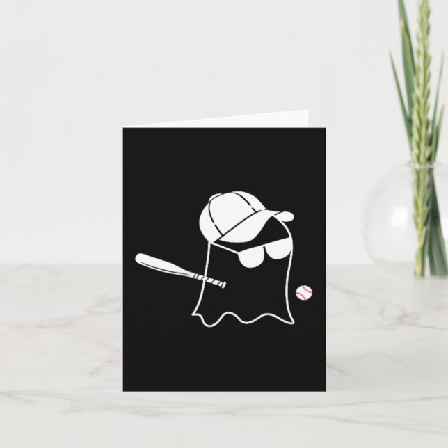 Carte Costume de baseball de fantôme Halloween drôle de  (Devant)