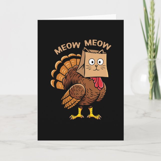 Carte Costume de chat de Thanksgiving heureux Dinde Drôl (Devant)