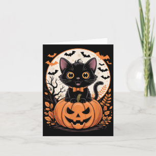 Carte Costume de chat noir citrouille Halloween automne