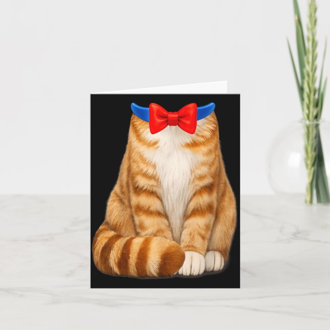 Carte Costume de chat orange nœud papillon tabby mignon  (Devant)