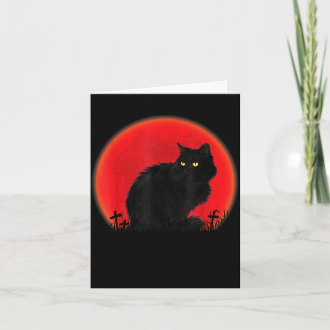 Carte Costume de chat sorcière Halloween Chat noir Lune  (Devant)