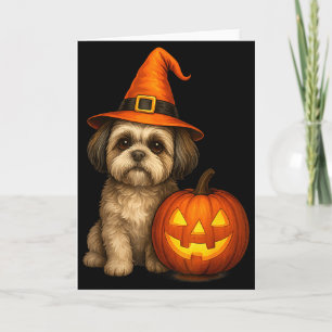 Carte Costume de chien citrouille Halloween Shih Tzu Fam