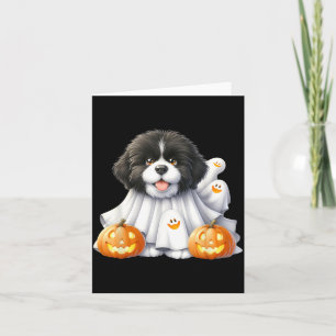 Carte Costume de chien fantôme noir et blanc pour Hallow