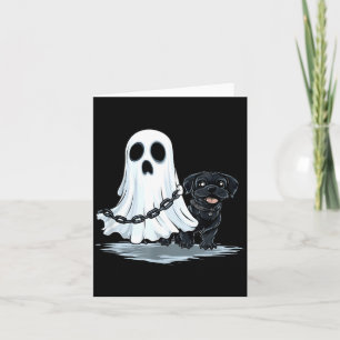 Carte Costume de fantôme tenant un chiot pour Halloween