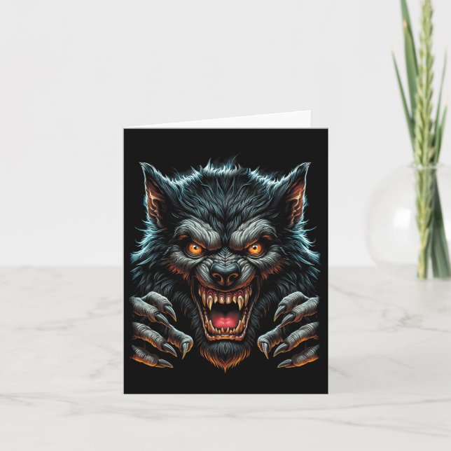Carte Costume de fête d'Halloween effrayant Wolfm Werewo (Devant)