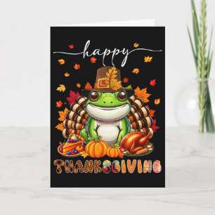 Carte Costume de grenouille de Thanksgiving heureux Dind