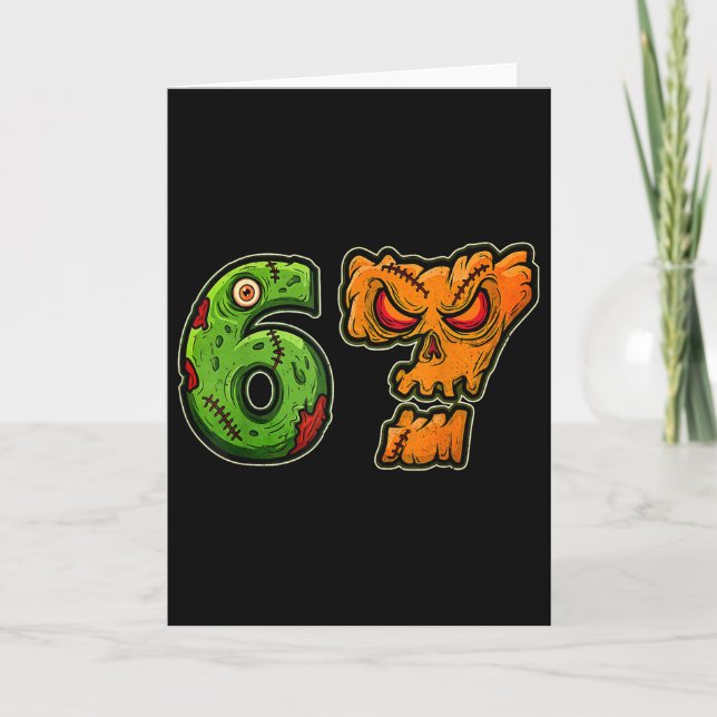 Carte Costume de Halloween 67 Citrouille Zombie Six Sept (Devant)