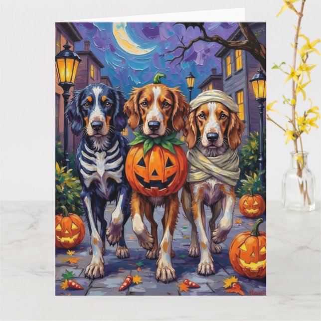 Carte Costume de Halloween pour Setter Anglais allant ch (Fleur jaune)