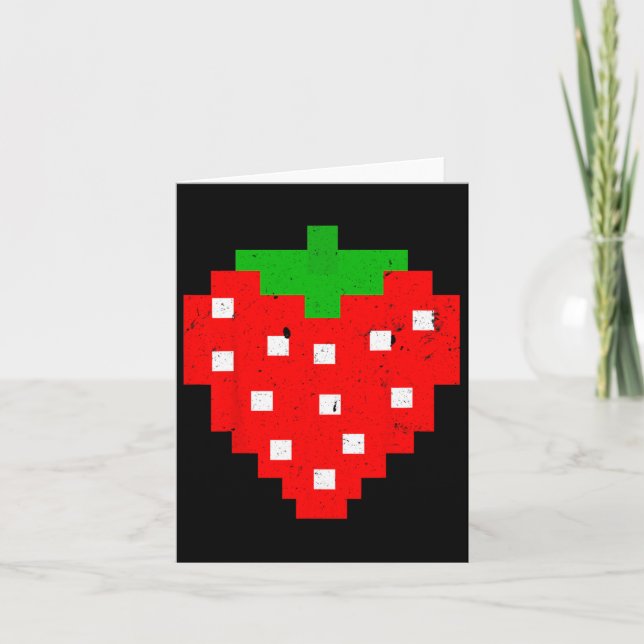 Carte Costume de jeu vidéo drôle pixel fraise 80  (Devant)