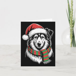 Carte Costume de Noël de Collie Dog Xmas Santa Hat Scarf