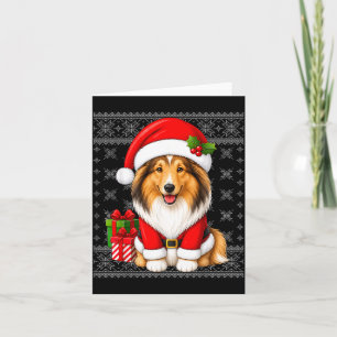 Carte Costume de Noël Santa Rough Collie Chien Moche