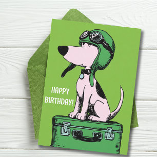 Carte Costume de pilote de chien d'anniversaire Valise V
