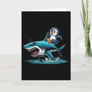 Carte Costume de requin à cheval sur un pingouin pour en