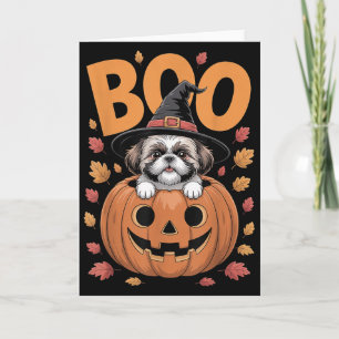 Carte Costume de Shih Tzu sur citrouille Halloween Shih