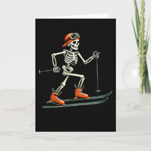 Carte Costume de ski de squelette pour Halloween Drôle p