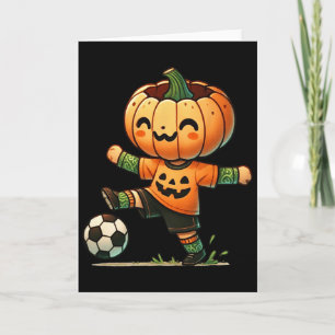 Carte Costume de soccer Halloween visage de citrouille p