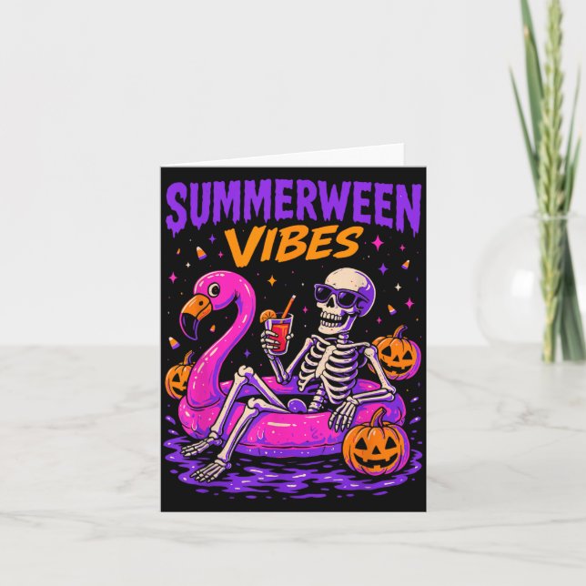 Carte Costume de squelette d'Halloween d'été effrayant (Devant)