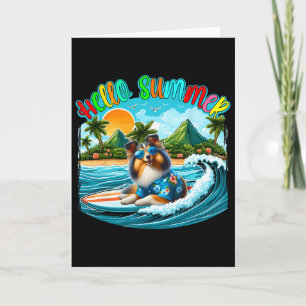 Carte Costume d'été Sheltie Lunettes de soleil Surfant s