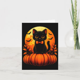 Carte Costume d'Halloween Citrouille Chat Noir Rétro Aut