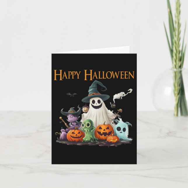 Carte Costume d'Halloween éffrayant Ghost Halloween Happ (Devant)