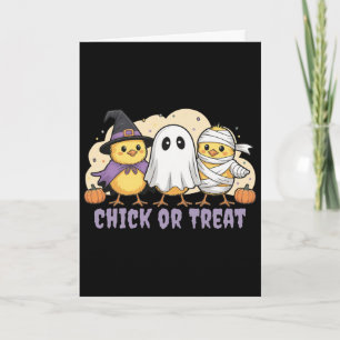 Carte Costume d'Halloween Sorcière Poulet Chasse ou Féér