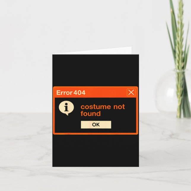 Carte Costume Erreur 404 Non Trouvé Drôle Programmeur (Devant)