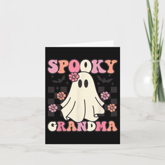 Carte Costume Fantôme éffrayant de grand-mère Halloween  (Devant)