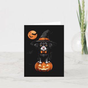 Carte Costume Halloween Citrouille Chien Noir Rétro Femm