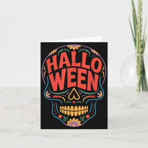 Carte Costumes d'Halloween Crâne Typographie Graphique E