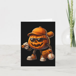 Carte Costumes d'Halloween de baseball Jack-o'-lantern é
