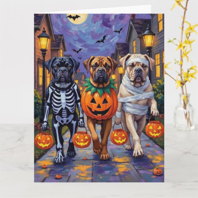 Carte Costumes d'Halloween en bullmastiff (Fleur jaune)