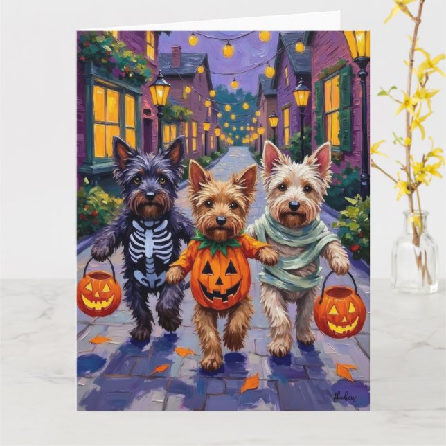 Carte Costumes d'Halloween pour Skye Terrier en tournée  (Fleur jaune)