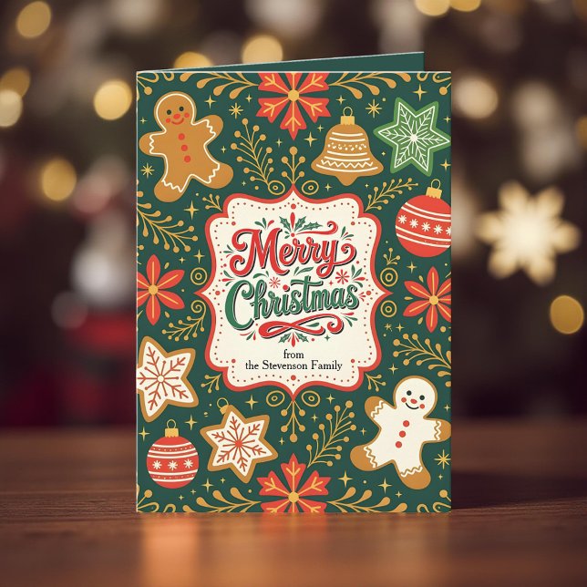 Carte Cosy pain d'épices Cookies Joyeux Script de Noël (Créateur téléchargé)