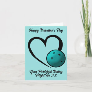 Carte Cote de pickleball Saint-Valentin Cœur Bleu Pickle