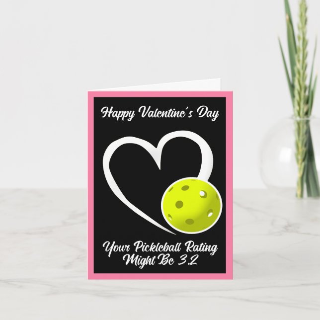 Carte Cote de Pickleball Saint-Valentin Cœur Rose et Jau (Devant)