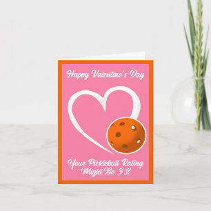 Carte Cote de Pickleball Saint-Valentin Cœur Rose et Ora